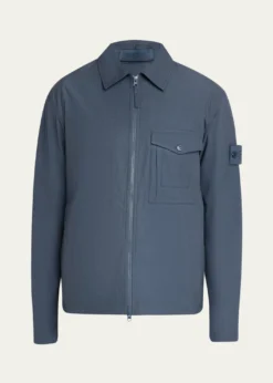Stone IslandMen's Ghost Cotton Zip-Front Shirt Jacket