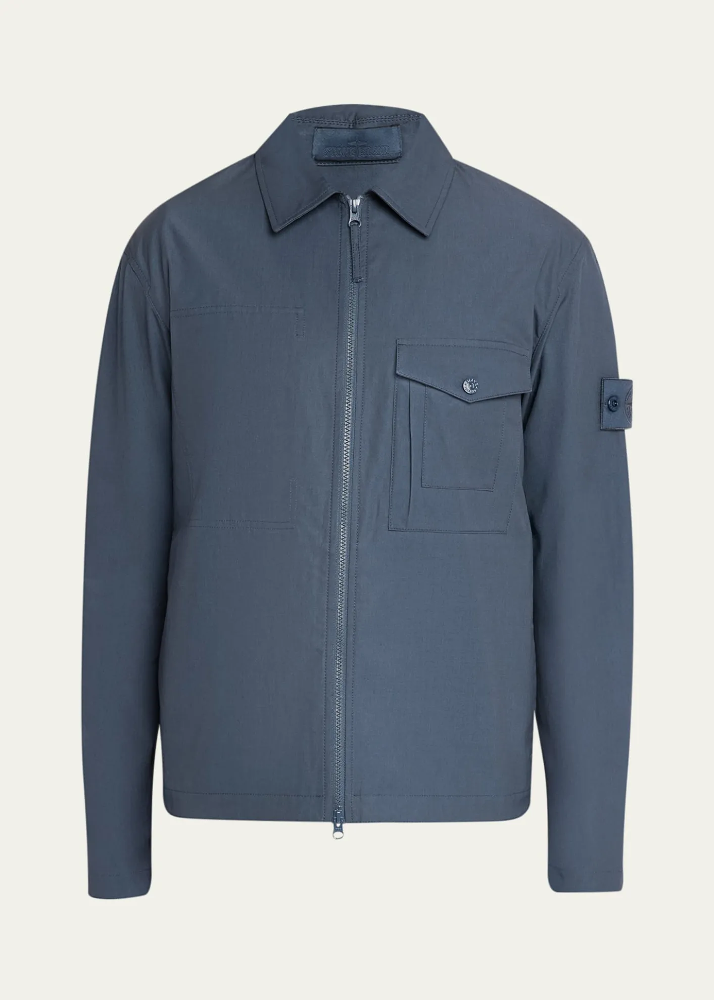 Stone IslandMen's Ghost Cotton Zip-Front Shirt Jacket