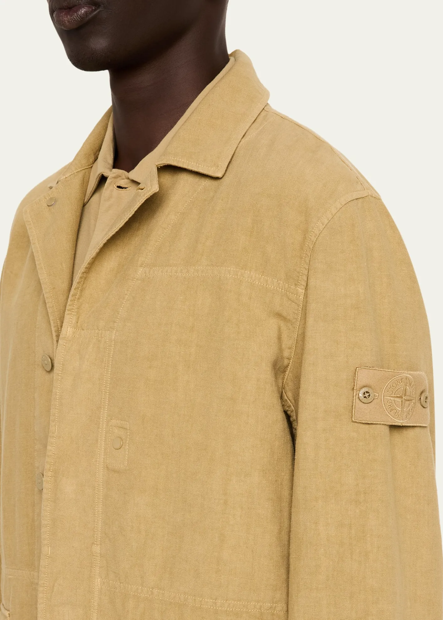 Stone IslandMen's Ghost Linen-Blend Shirt Jacket