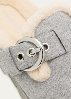 Stuart WeitzmanChrystie Shearling-Lined Flannel Mules