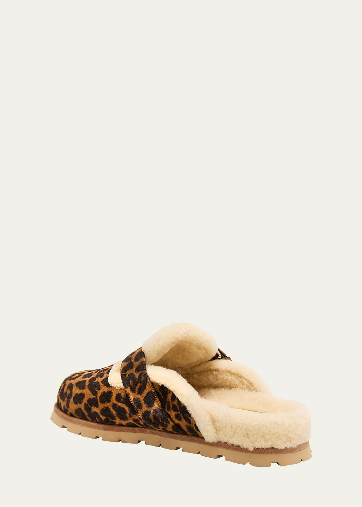 Stuart WeitzmanChrystie Shearling-Lined Leopard Suede Mules