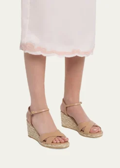 Stuart WeitzmanDayna Leather Crisscross Espadrille Sandals