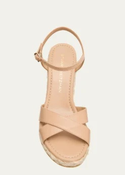 Stuart WeitzmanDayna Leather Crisscross Espadrille Sandals