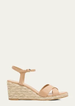 Stuart WeitzmanDayna Leather Crisscross Espadrille Sandals