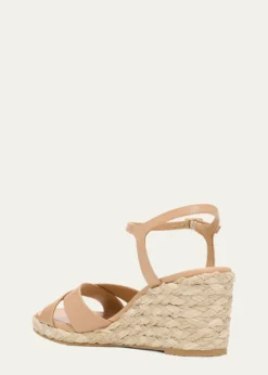 Stuart WeitzmanDayna Leather Crisscross Espadrille Sandals