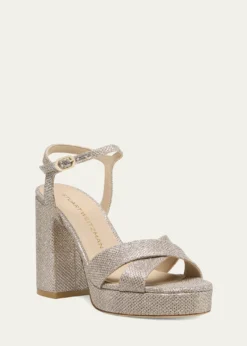 Stuart WeitzmanDayna Metallic Crisscross Platform Sandals