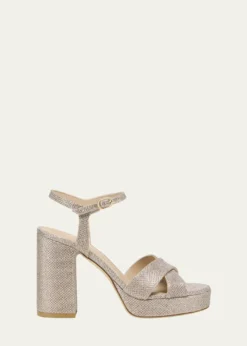 Stuart WeitzmanDayna Metallic Crisscross Platform Sandals