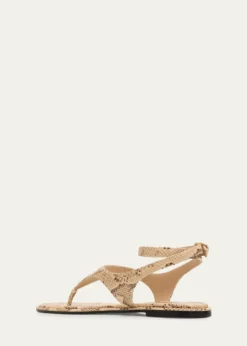 Stuart WeitzmanMarley Snake-Embossed Leather Flat Thong Sandals