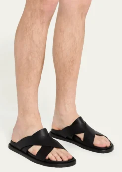 Stuart WeitzmanMen's Berkley Leather Criss-Cross Slide Sandals