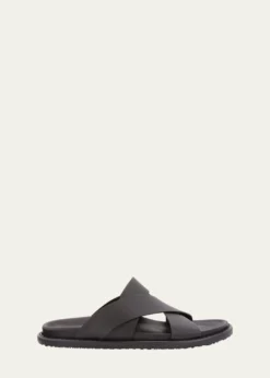 Stuart WeitzmanMen's Berkley Leather Criss-Cross Slide Sandals