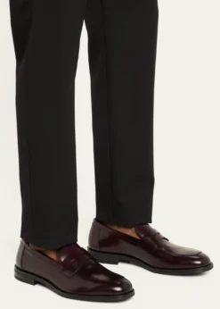 Stuart WeitzmanMen's Club Burnished Leather Penny Loafers