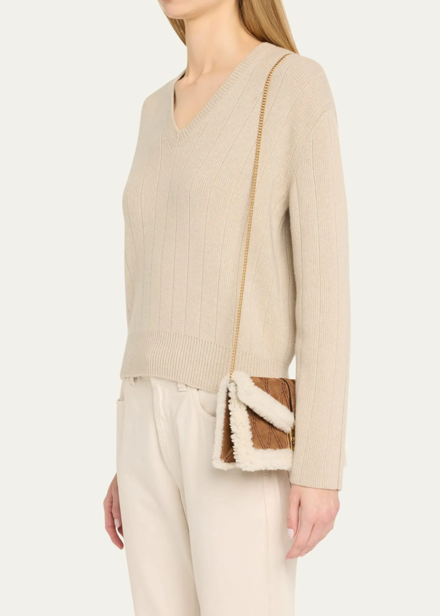 Stuart WeitzmanMilan Sheep Shearling Fur Clutch Bag