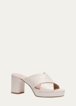 Stuart Weitzman80mm Dayna Croc-Embossed Leather Platform Sandals