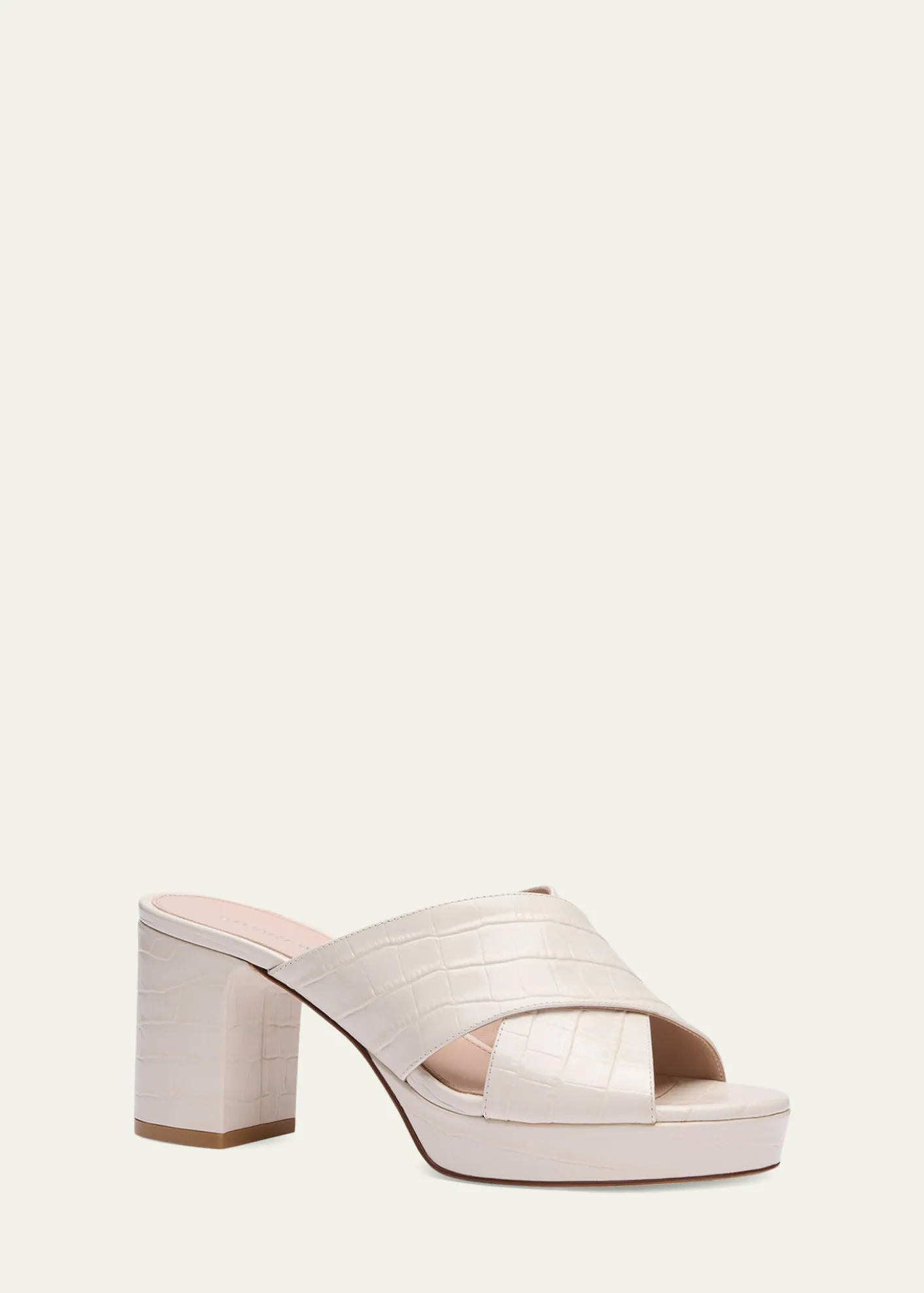 Stuart Weitzman80mm Dayna Croc-Embossed Leather Platform Sandals