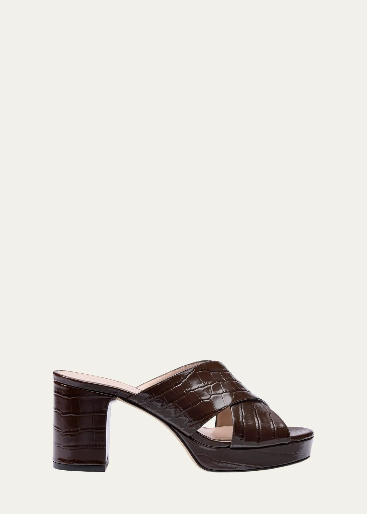 Stuart Weitzman80mm Dayna Croc-Embossed Leather Platform Sandals