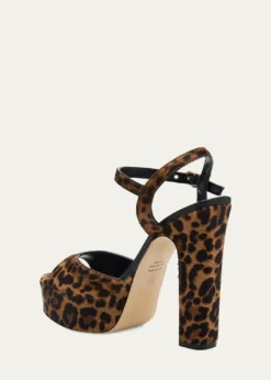 Stuart Weitzman130mm Reade Leopard-Printed Calf Hair Platform Sandals