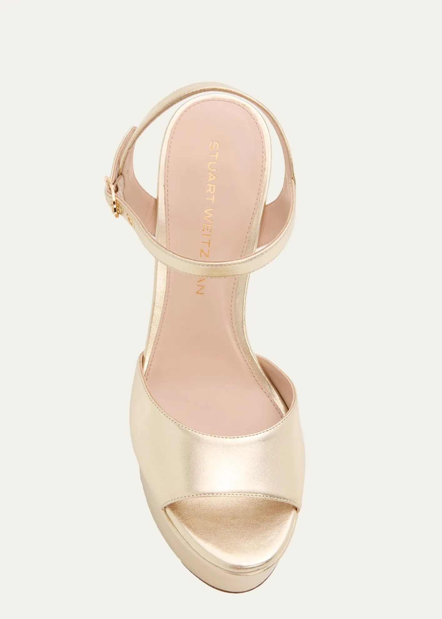 Stuart Weitzman130mm Reade Metallic Leather Platform Sandals