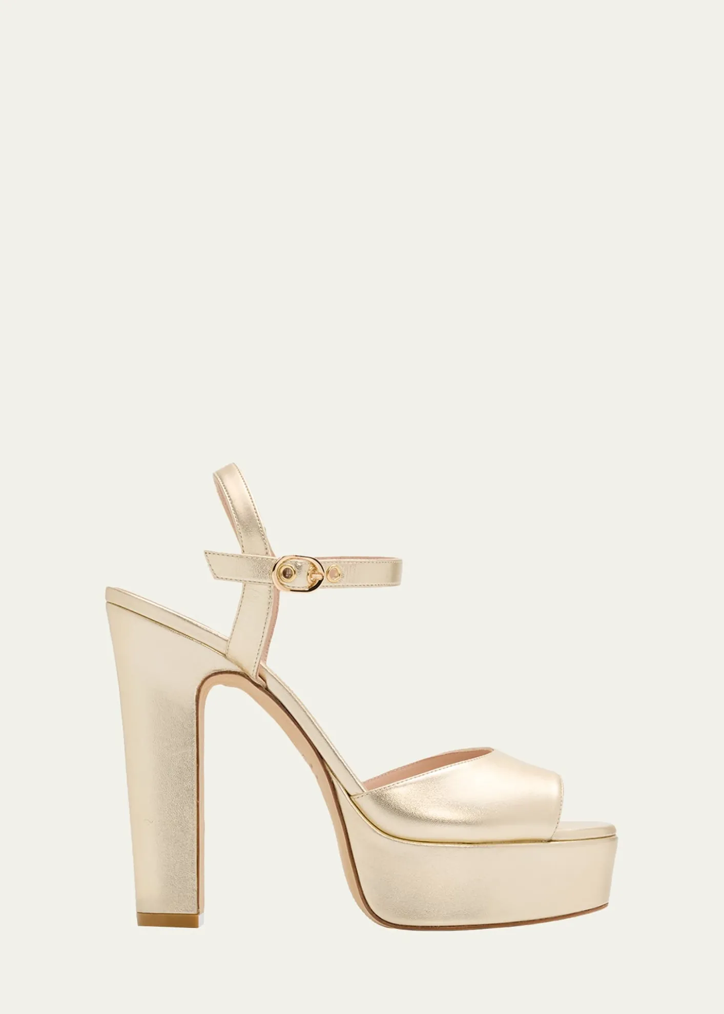 Stuart Weitzman130mm Reade Metallic Leather Platform Sandals