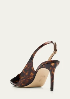 Stuart Weitzman75mm Stuart Power Tortoiseshell Patent Leather Slingback Pumps