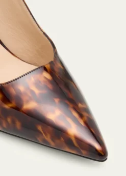 Stuart Weitzman75mm Stuart Power Tortoiseshell Patent Leather Slingback Pumps