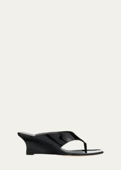 Stuart Weitzman50mm Vinnie Patent Leather Thong Sandals