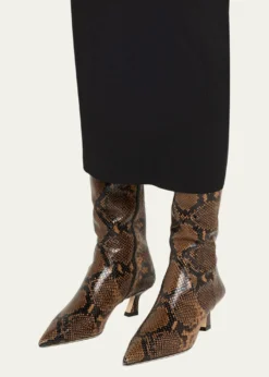 Stuart Weitzman50mm Vinnie Snake-Printed Leather Knee-High Boots