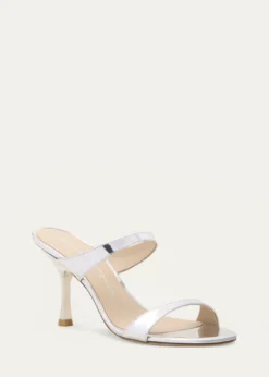 Stuart WeitzmanNudist Metallic Leather Slide Sandals