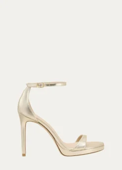 Stuart WeitzmanNudist Metallic Ankle-Wrap Platform Sandals