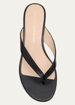 Stuart WeitzmanRio Leather Kitten-Heel Thong Sandals