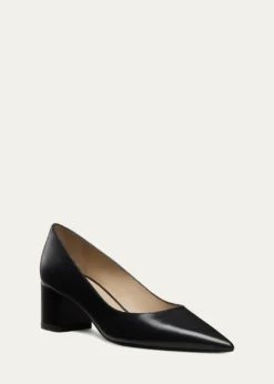 Stuart WeitzmanStuart Leather Block-Heel Pumps