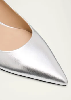 Stuart WeitzmanStuart Metallic Leather Kitten-Heel Pumps