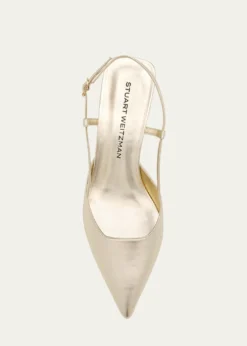 Stuart WeitzmanVinnie Metallic Kitten Slingback Pumps
