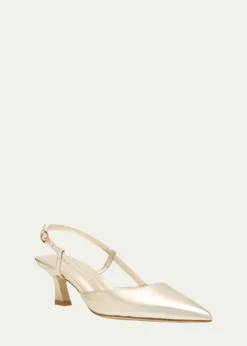 Stuart WeitzmanVinnie Metallic Kitten Slingback Pumps
