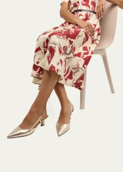 Stuart WeitzmanVinnie Metallic Kitten Slingback Pumps