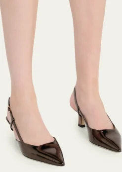 Stuart WeitzmanVinnie Metallic Kitten Slingback Pumps