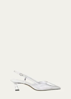 Stuart WeitzmanVinnie Metallic Kitten Slingback Pumps