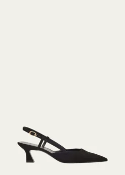 Stuart WeitzmanVinnie Suede Kitten Slingback Pumps