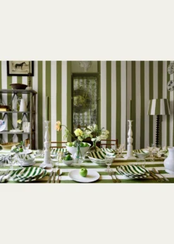 SUMMERILL & BISHOPAvocado Green Stripe Tablecloth, 65" x 98"