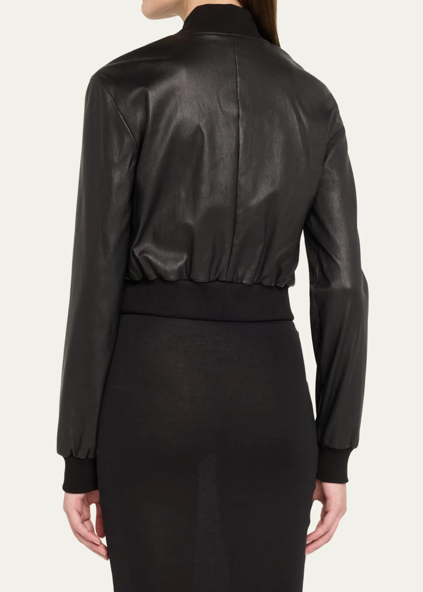 Susan BenderStretch Lambskin Leather Bomber Jacket