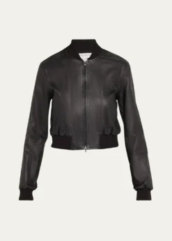 Susan BenderStretch Lambskin Leather Bomber Jacket