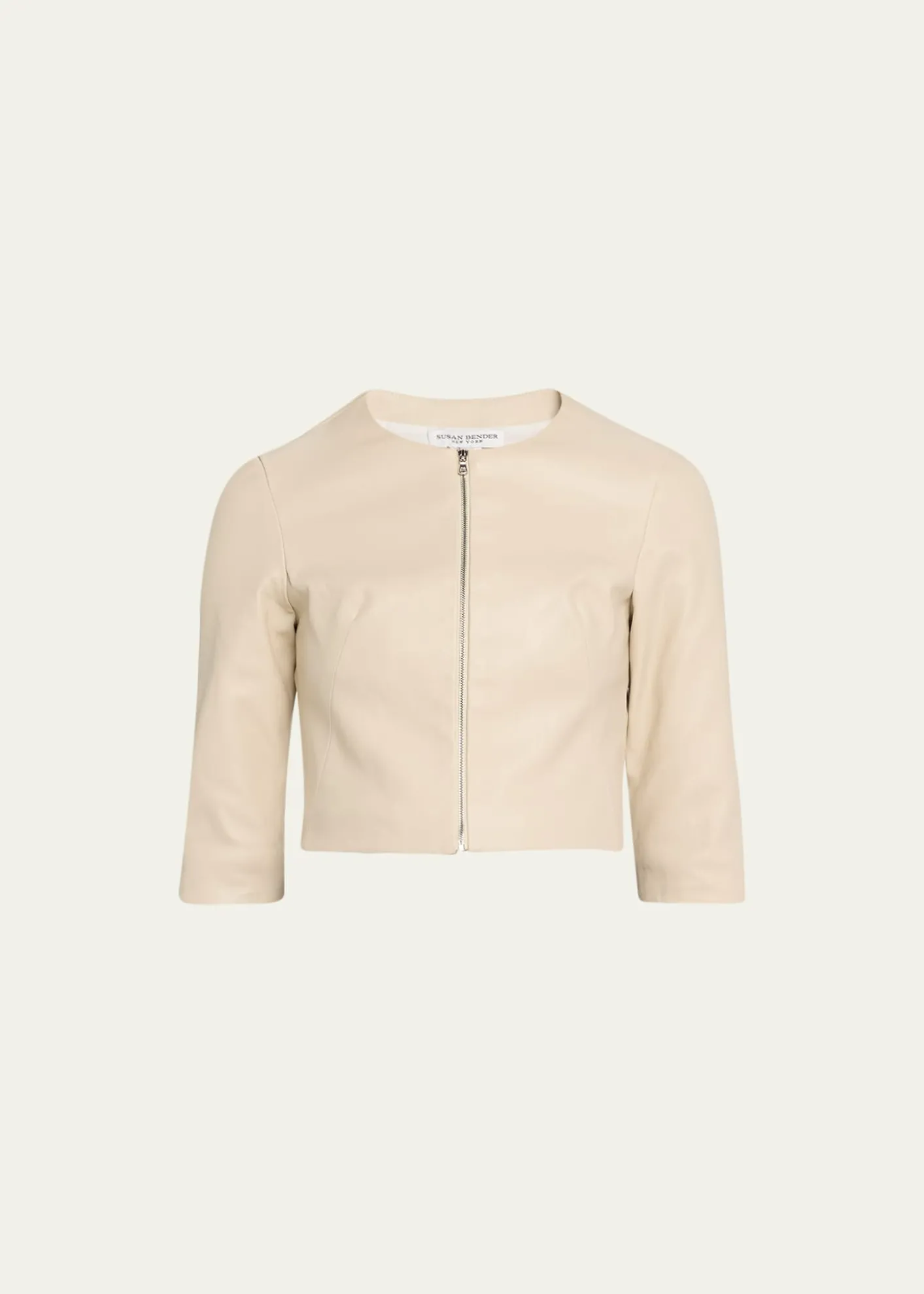 Susan BenderStretch Leather Zip-Front Cardigan