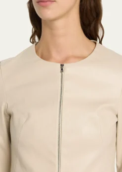 Susan BenderStretch Leather Zip-Front Cardigan