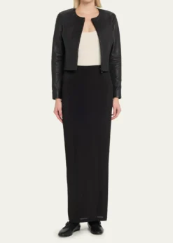 Susan BenderStretch Leather Long-Sleeve Cardigan Jacket