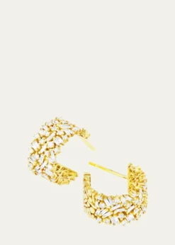 Suzanne Kalan18k White Gold Diamond Huggie Hoop Earrings