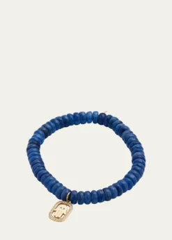 Sydney EvanDiamond Hamsa Charm on Blue Kyanite Rondelle Bracelet