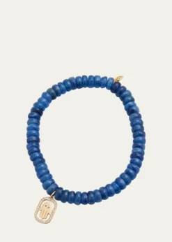 Sydney EvanDiamond Hamsa Charm on Blue Kyanite Rondelle Bracelet