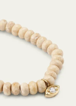 Sydney EvanDiamond Marquise Eye Charm & Cream Jasper Bead Bracelet