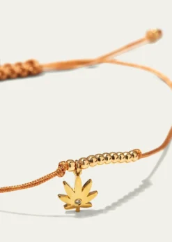Sydney EvanDiamond Pot Leaf Pull-Cord Bracelet