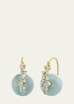 Sydney Evan14K Blue Topaz and Aquamarine Bead Earrings, 12mm
