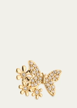 Sydney Evan14K Butterfly Daisy Cluster Stud Earring, Single (Right)